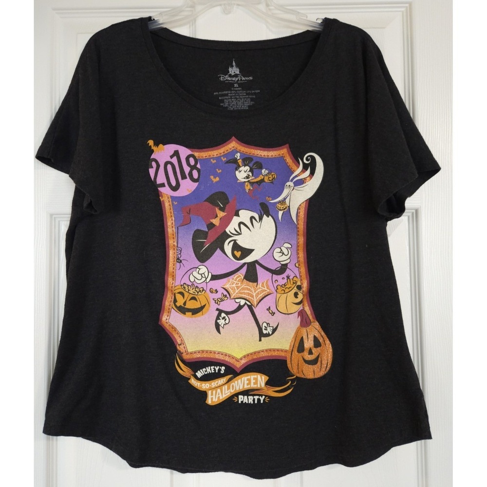 2018 Disney Parks Mickey's Not So Scary Halloween Party T-Shirt Black Womens XL - Picture 1 of 6